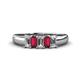 1 - Melina 5x3 mm Emerald Cut Diamond and Ruby 5 Stone Thick Shank Wedding Band 
