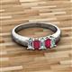 2 - Melina 5x3 mm Emerald Cut Diamond and Ruby 5 Stone Thick Shank Wedding Band 