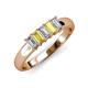 3 - Melina 5x3 mm Emerald Cut Diamond and Yellow Sapphire 5 Stone Thick Shank Wedding Band 