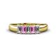 1 - Melina 5x3 mm Emerald Cut Diamond and Pink Sapphire 5 Stone Thick Shank Wedding Band 