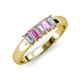 3 - Melina 5x3 mm Emerald Cut Diamond and Pink Sapphire 5 Stone Thick Shank Wedding Band 