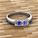 2 - Melina 5x3 mm Emerald Cut Diamond and Tanzanite 5 Stone Thick Shank Wedding Band 