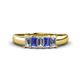 1 - Melina 5x3 mm Emerald Cut Diamond and Tanzanite 5 Stone Thick Shank Wedding Band 