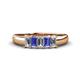 1 - Melina 5x3 mm Emerald Cut Diamond and Tanzanite 5 Stone Thick Shank Wedding Band 