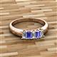 2 - Melina 5x3 mm Emerald Cut Diamond and Tanzanite 5 Stone Thick Shank Wedding Band 