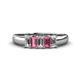 1 - Melina 5x3 mm Emerald Cut Diamond and Pink Tourmaline 5 Stone Thick Shank Wedding Band 