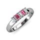 3 - Melina 5x3 mm Emerald Cut Diamond and Pink Tourmaline 5 Stone Thick Shank Wedding Band 