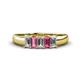 1 - Melina 5x3 mm Emerald Cut Diamond and Pink Tourmaline 5 Stone Thick Shank Wedding Band 