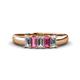 1 - Melina 5x3 mm Emerald Cut Diamond and Pink Tourmaline 5 Stone Thick Shank Wedding Band 