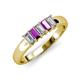3 - Melina 5x3 mm Emerald Cut Diamond and Amethyst 5 Stone Thick Shank Wedding Band 
