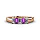 1 - Melina 5x3 mm Emerald Cut Diamond and Amethyst 5 Stone Thick Shank Wedding Band 