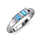 3 - Melina 5x3 mm Emerald Cut Diamond and Blue Topaz 5 Stone Thick Shank Wedding Band 