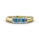1 - Melina 5x3 mm Emerald Cut Diamond and Blue Topaz 5 Stone Thick Shank Wedding Band 