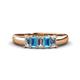 1 - Melina 5x3 mm Emerald Cut Diamond and Blue Topaz 5 Stone Thick Shank Wedding Band 