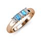 3 - Melina 5x3 mm Emerald Cut Diamond and Blue Topaz 5 Stone Thick Shank Wedding Band 