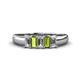 1 - Melina 5x3 mm Emerald Cut Diamond and Peridot 5 Stone Thick Shank Wedding Band 