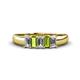 1 - Melina 5x3 mm Emerald Cut Diamond and Peridot 5 Stone Thick Shank Wedding Band 