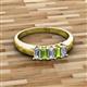 2 - Melina 5x3 mm Emerald Cut Diamond and Peridot 5 Stone Thick Shank Wedding Band 