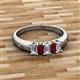 2 - Melina 5x3 mm Emerald Cut Diamond and Red Garnet 5 Stone Thick Shank Wedding Band 