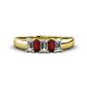1 - Melina 5x3 mm Emerald Cut Diamond and Red Garnet 5 Stone Thick Shank Wedding Band 