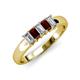 3 - Melina 5x3 mm Emerald Cut Diamond and Red Garnet 5 Stone Thick Shank Wedding Band 