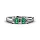 1 - Melina 5x3 mm Emerald Cut Diamond and Emerald 5 Stone Thick Shank Wedding Band 