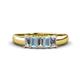 1 - Melina 5x3 mm Emerald Cut Diamond and Aquamarine 5 Stone Thick Shank Wedding Band 