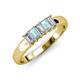 3 - Melina 5x3 mm Emerald Cut Diamond and Aquamarine 5 Stone Thick Shank Wedding Band 