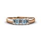 1 - Melina 5x3 mm Emerald Cut Diamond and Aquamarine 5 Stone Thick Shank Wedding Band 