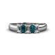 1 - Melina 5x3 mm Emerald Cut Diamond and London Blue Topaz 5 Stone Thick Shank Wedding Band 