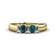 1 - Melina 5x3 mm Emerald Cut Diamond and London Blue Topaz 5 Stone Thick Shank Wedding Band 