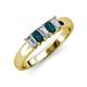 3 - Melina 5x3 mm Emerald Cut Diamond and London Blue Topaz 5 Stone Thick Shank Wedding Band 