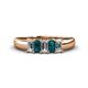 1 - Melina 5x3 mm Emerald Cut Diamond and London Blue Topaz 5 Stone Thick Shank Wedding Band 