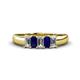 1 - Melina 5x3 mm Emerald Cut Diamond and Blue Sapphire 5 Stone Thick Shank Wedding Band 