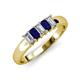 3 - Melina 5x3 mm Emerald Cut Diamond and Blue Sapphire 5 Stone Thick Shank Wedding Band 