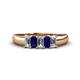 1 - Melina 5x3 mm Emerald Cut Diamond and Blue Sapphire 5 Stone Thick Shank Wedding Band 