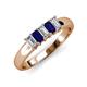 3 - Melina 5x3 mm Emerald Cut Diamond and Blue Sapphire 5 Stone Thick Shank Wedding Band 