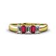 1 - Melina 5x3 mm Emerald Cut Diamond and Ruby 5 Stone Thick Shank Wedding Band 