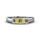 1 - Melina 5x3 mm Emerald Cut Diamond and Yellow Sapphire 5 Stone Thick Shank Wedding Band 
