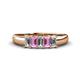 1 - Melina 5x3 mm Emerald Cut Diamond and Pink Sapphire 5 Stone Thick Shank Wedding Band 