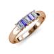3 - Melina 5x3 mm Emerald Cut Diamond and Tanzanite 5 Stone Thick Shank Wedding Band 