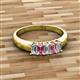 2 - Melina 5x3 mm Emerald Cut Diamond and Pink Tourmaline 5 Stone Thick Shank Wedding Band 