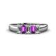 1 - Melina 5x3 mm Emerald Cut Diamond and Amethyst 5 Stone Thick Shank Wedding Band 
