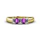 1 - Melina 5x3 mm Emerald Cut Diamond and Amethyst 5 Stone Thick Shank Wedding Band 