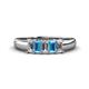 1 - Melina 5x3 mm Emerald Cut Diamond and Blue Topaz 5 Stone Thick Shank Wedding Band 
