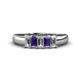 1 - Melina 5x3 mm Emerald Cut Diamond and Iolite 5 Stone Thick Shank Wedding Band 