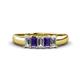 1 - Melina 5x3 mm Emerald Cut Diamond and Iolite 5 Stone Thick Shank Wedding Band 