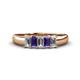 1 - Melina 5x3 mm Emerald Cut Diamond and Iolite 5 Stone Thick Shank Wedding Band 