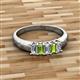 2 - Melina 5x3 mm Emerald Cut Diamond and Peridot 5 Stone Thick Shank Wedding Band 