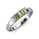 3 - Melina 5x3 mm Emerald Cut Diamond and Peridot 5 Stone Thick Shank Wedding Band 
